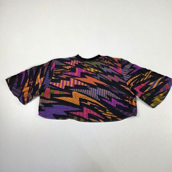 Farm Rio Cropped Over Sized Shirt‎ Womens Size PP US XS Geomtric Multicolor - Picture 10 of 13